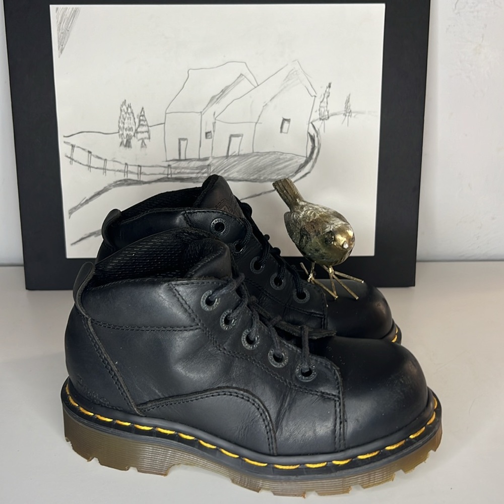 Dr.MARTENS 8444 Lace-up High Top Black Leather Boots Kids Size 13 - Picture 3 of 16